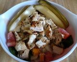 A picture of step 4 of Smoked Whiskey Pickle Grilled Chicken Salad.