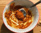 A picture of step 4 of Kerala fish curry.