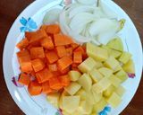 A picture of step 1 of Japanese Chicken Curry Rice.