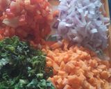A picture of step 1 of Vegetable rice.
