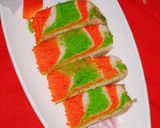A picture of step 14 of Tricolour marvel cake.