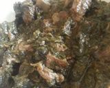 A picture of step 4 of Spinach with meat.