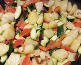 A picture of step 4 of Pan fried salmon with sautéed veg.