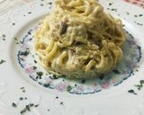 Foto del paso 5 de la receta: Espaguetis con nata y bacon