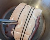 A picture of step 1 of Christmas Honey glazed cider ham.