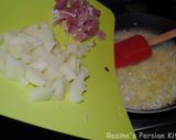 A picture of step 2 of Brussels sprouts soup.