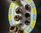 A picture of step 4 of Chocolate golgappa with paan shots.