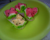 Foto langkah ke 7 dari resep Bolu Kukus Semangka(Tanpa Soda, Anti Gagal, 1 telur).
