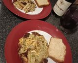 A picture of step 6 of Cheesy broccoli bacon pastabake.