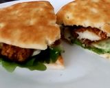 A picture of step 5 of My Buttermilk coated chicken on Soft Focaccia Bread with Salad.