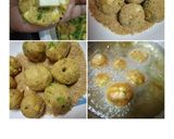 A picture of step 4 of Puliyogare cheese burst bombs in pizza sauce.