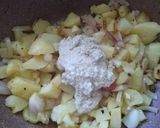A picture of step 3 of Bengali Aloo Posto.