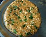 A picture of step 3 of Alu paneer paratha serve with boondi raita.