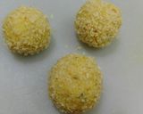 A picture of step 7 of Fried Sambhar Rice Balls with stuffed Concasse Sauce.