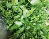 A picture of step 1 of Methi Aaloo (Potato fenugreek leaves vegetable).