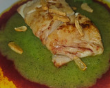 Foto del paso 6 de la receta: Bacalao skrei en salsa de naranja sanguina y puré de calabacín