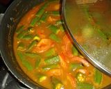 A picture of step 7 of Vendakka Theeyal (Okra/Ladies finger in roasted coconut).