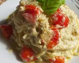 Une image de l'étape 5 de Pâtes crème de basilic ricotta et tomates cerise.