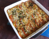 Foto del paso 5 de la receta: Gratinado de patatas y tomates con espinaca