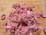 Arroz integral con jamón york, puerro y champiñones