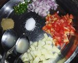 A picture of step 1 of Peanut masala papad chat.
