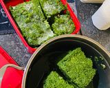 A picture of step 2 of Chigwada (Cassava leaves in groundnut flour).