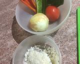 Foto del paso 1 de la receta: Omelette relleno de arroz con verduras y carne