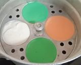 A picture of step 2 of Tri color idli sambhar with chutney.