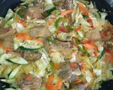 A picture of step 7 of Beef vegetable sauce served with rice 👌 👌.
