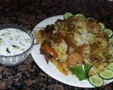 A picture of step 11 of Aloo biryani.