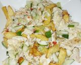 A picture of step 1 of Chips and egg repice by Khadija Abbas.