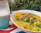 Hình bước làm 2 của món Hoành thánh lá nấu thịt chả