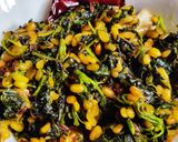 A picture of step 4 of Chaulai saag (Amaranth leaves fry).