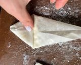 A picture of step 3 of Lebanese cheese rolls.