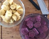 Foto langkah ke 1 dari resep Daigaku imo / Pisang Tanduk dan Ubi dengan Saus Madu.