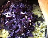 A picture of step 3 of Sweet potato and red cabbage - vegan option.