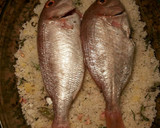 Foto del paso 12 de la receta: Pargos a la sal con aromas de te verde rosas, romero y manzanilla flor