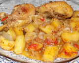 Foto del paso 6 de la receta: Cubos de papa a la mostaza con pollo y morrones asados (receta incluida)