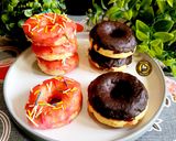 A picture of step 1 of No knead baked donuts with 2 different glaze.