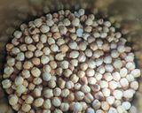 A picture of step 1 of Sattu parantha with bharta.