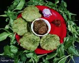 A picture of step 6 of Palak puri with raw banana Tikki masala.