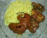 A picture of step 1 of Curry spaghetti with chicken stew nd papper chicken.