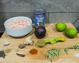 A picture of step 1 of Guyanese Prawn and Raw Mango Curry.