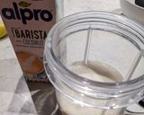 A picture of step 1 of Coconut Banana peanut butter smoothie bowl for breakfast.