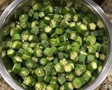 A picture of step 2 of Rice with Bhindi (Okra)  Stir fry.