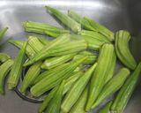 A picture of step 1 of Pickled Okra the blanching method.