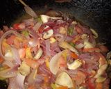 A picture of step 5 of Leftover Rice veggie Pulav.