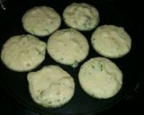 A picture of step 5 of Appe with sambar-chutney.