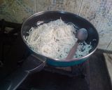 A picture of step 1 of Chowmin biryani and chicken soup.