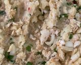 A picture of step 2 of Alu chicken paratha.